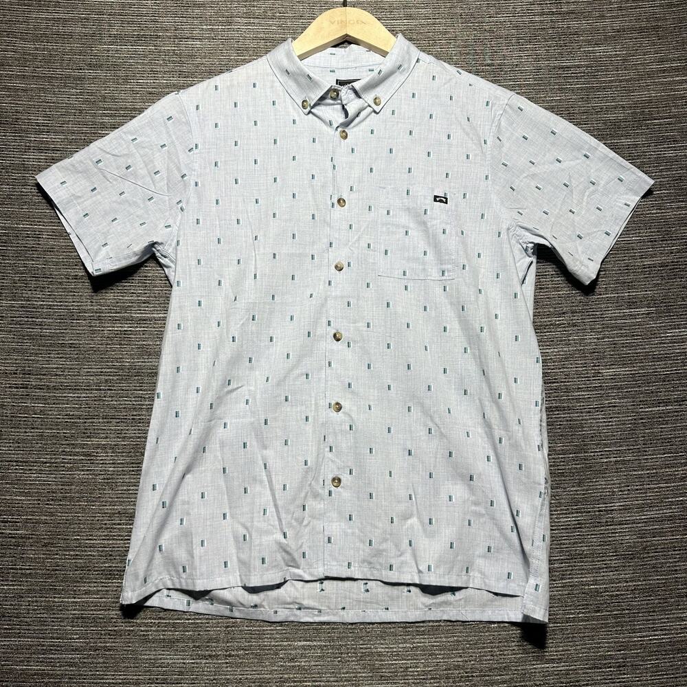 Billabong Shirt Men's Medium Blue Geomtric Short Sleeve Button Up ABBWT00112 - Picture 2 of 13